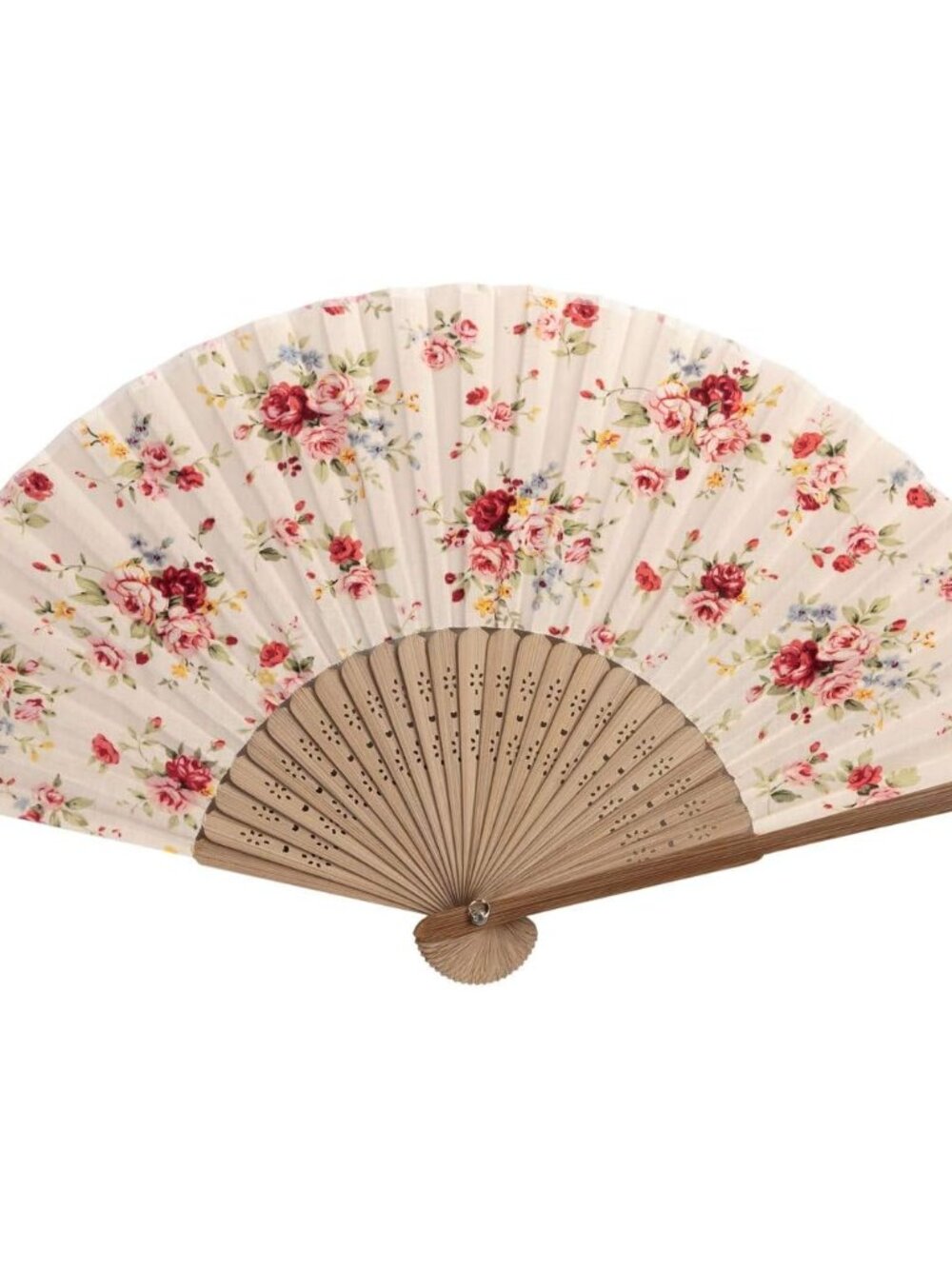 Hand Fan with Beautiful Fabric Lotus Printed Style 2